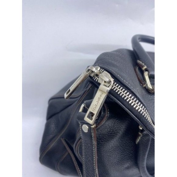 Dolce And Gabbana Miss Catch Fold Over Tote Black Leather Cross Body Bag - Picture 2 of 12